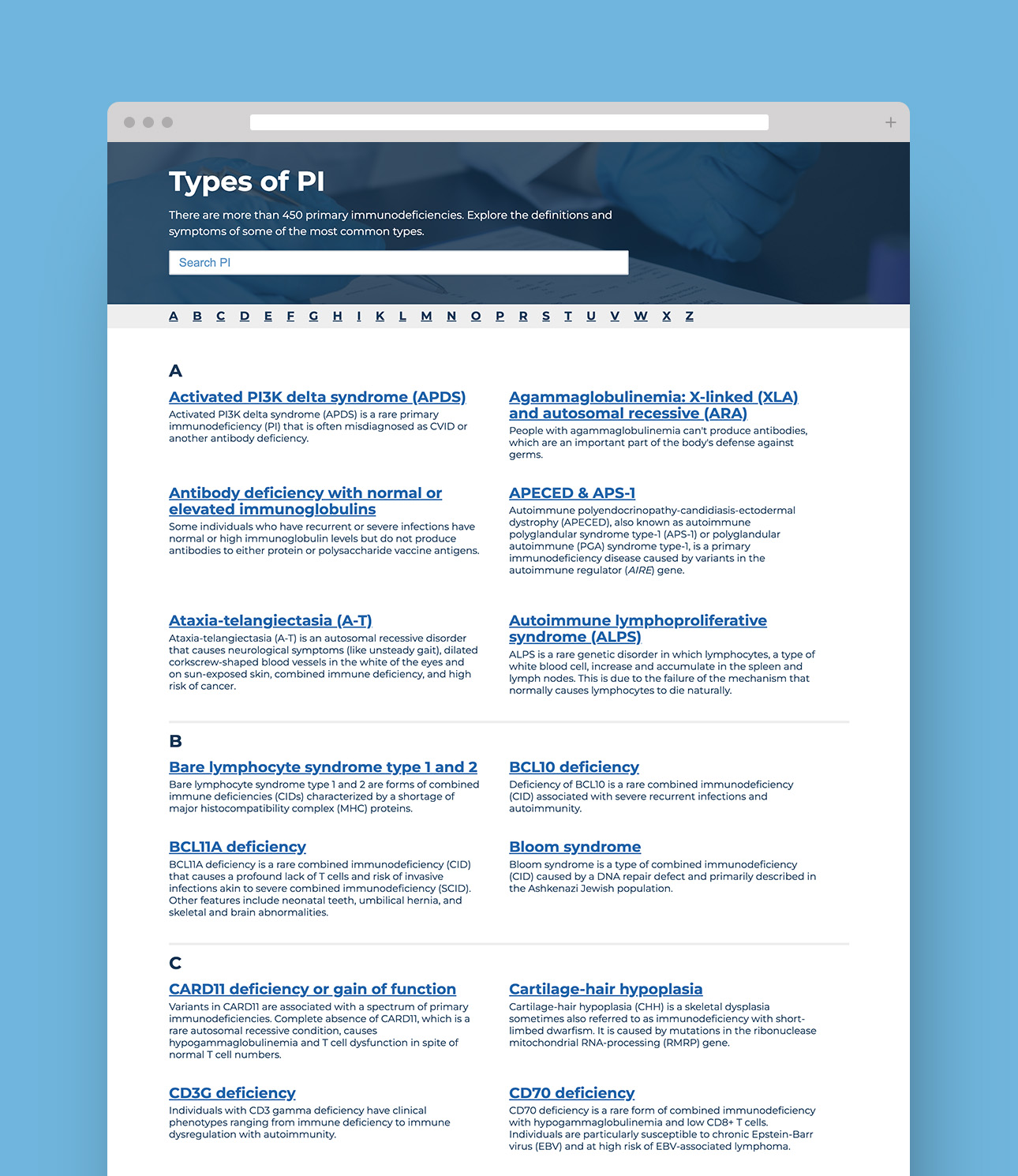 primary immune inner page types of PI