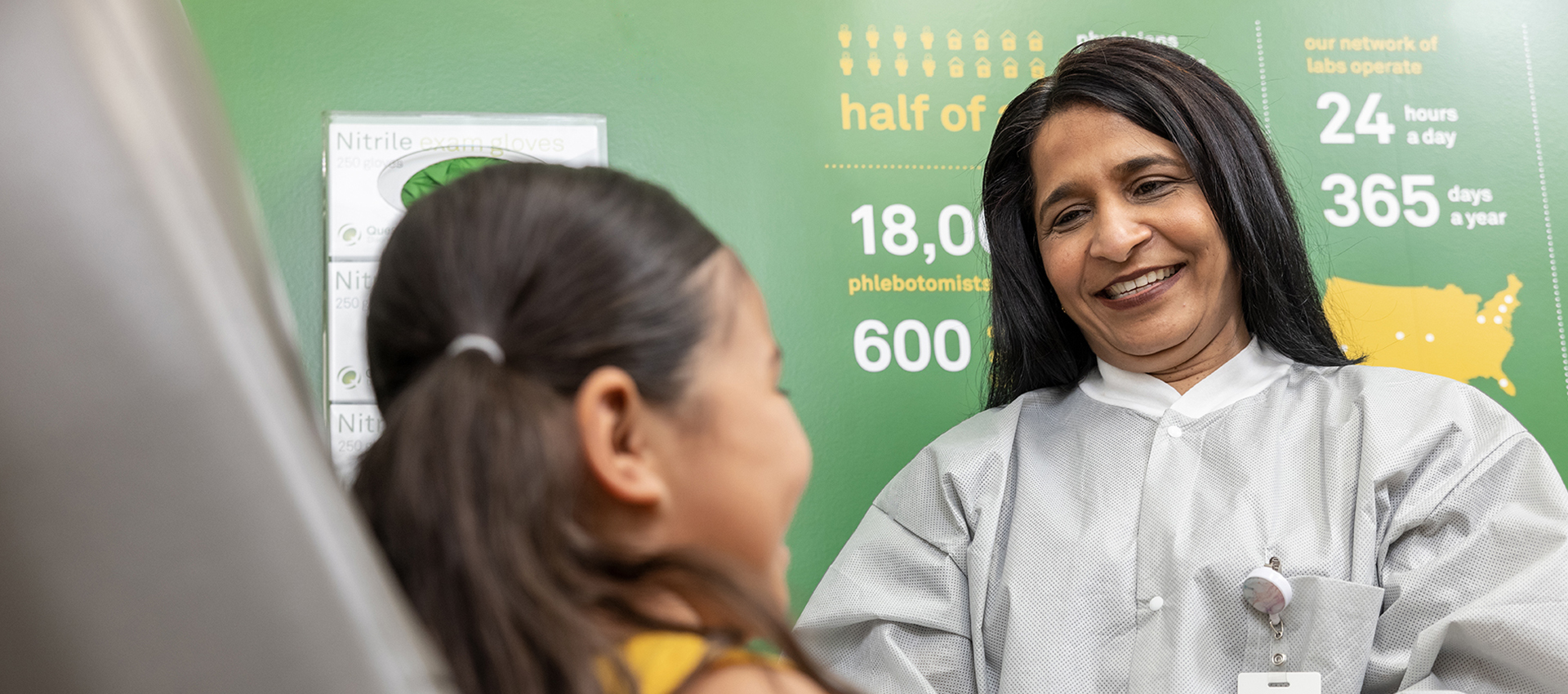 healthcare professional working with child