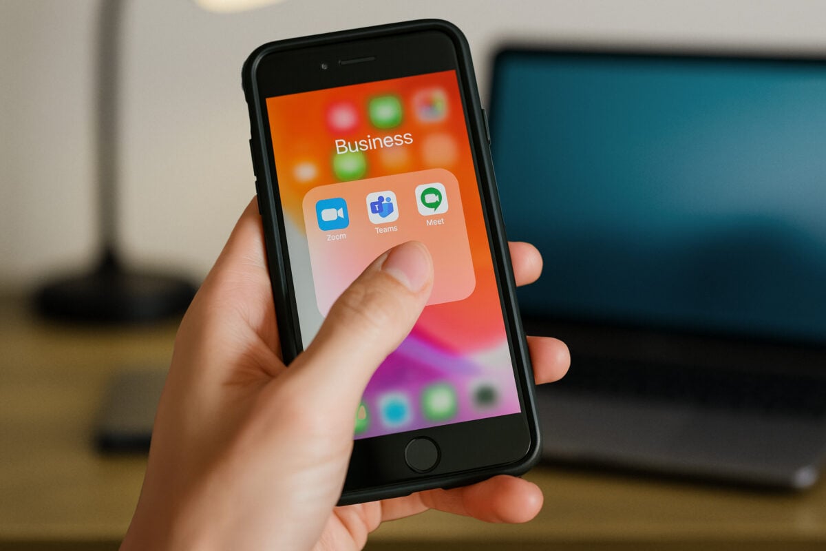 Popular business meeting apps on a mobile phone