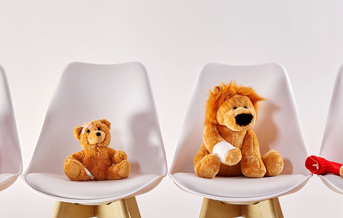 Animal toys in the waiting room of a hospital