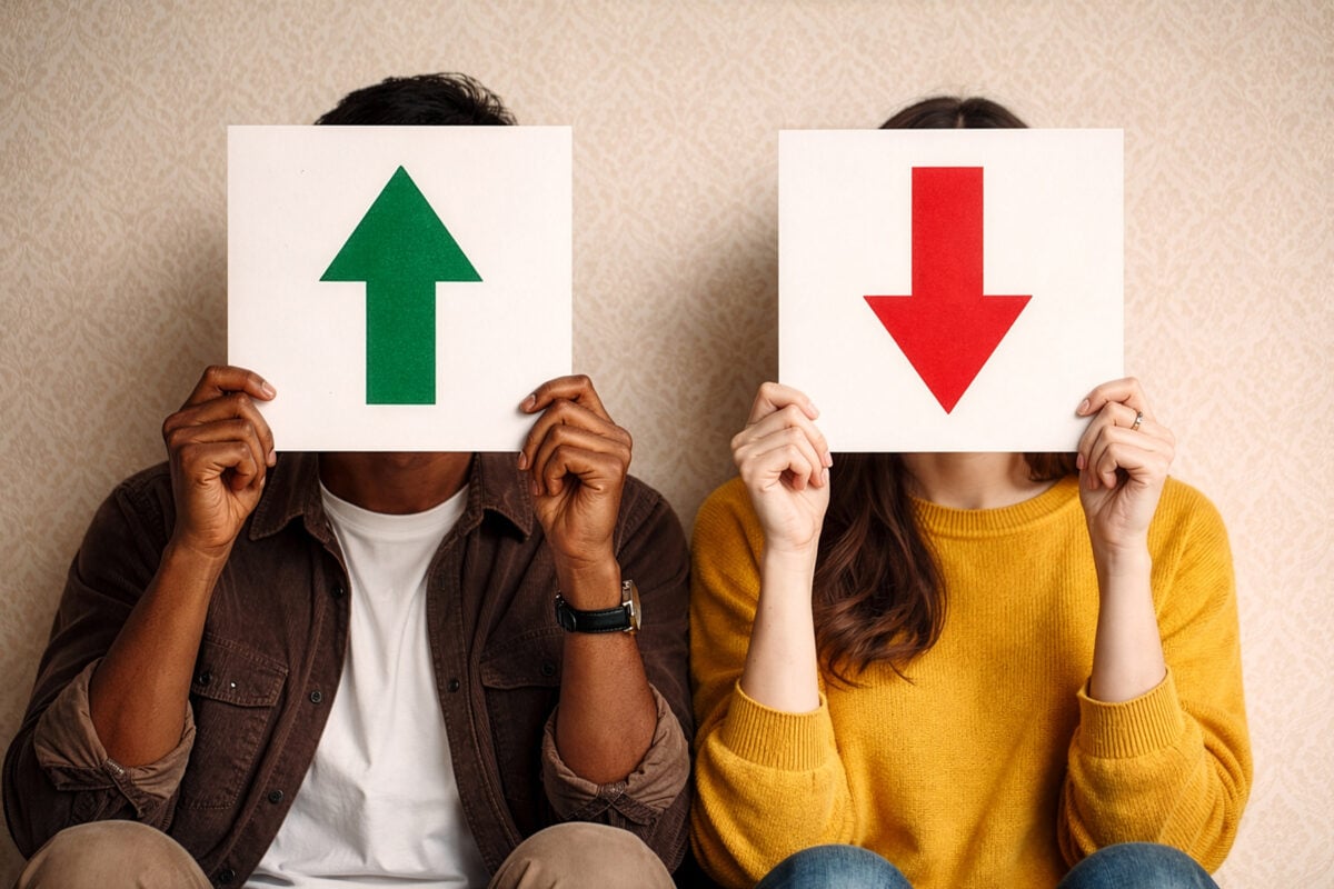 Arrow signs showing the concept of up and down votes by people on Reddit