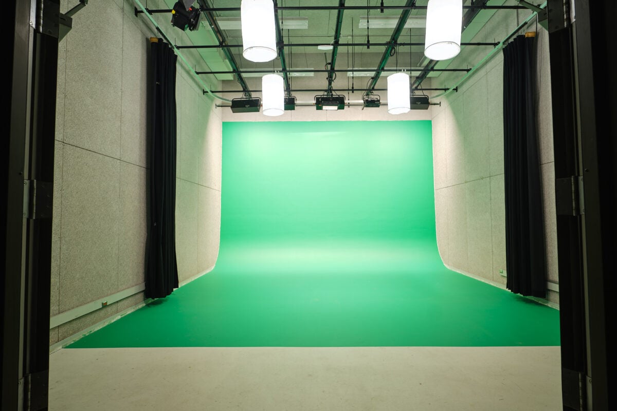 a green screen in a room