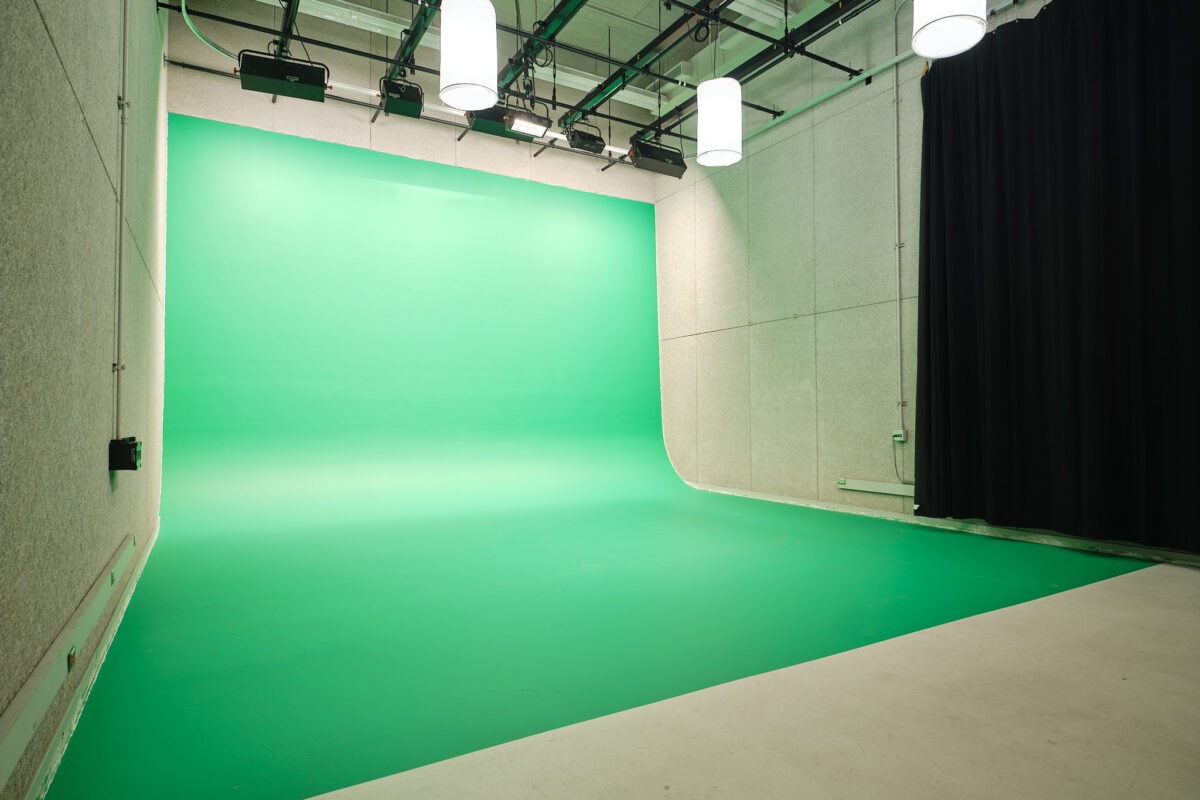 a green screen in a room