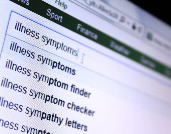 Patient searching internet for illness symptoms