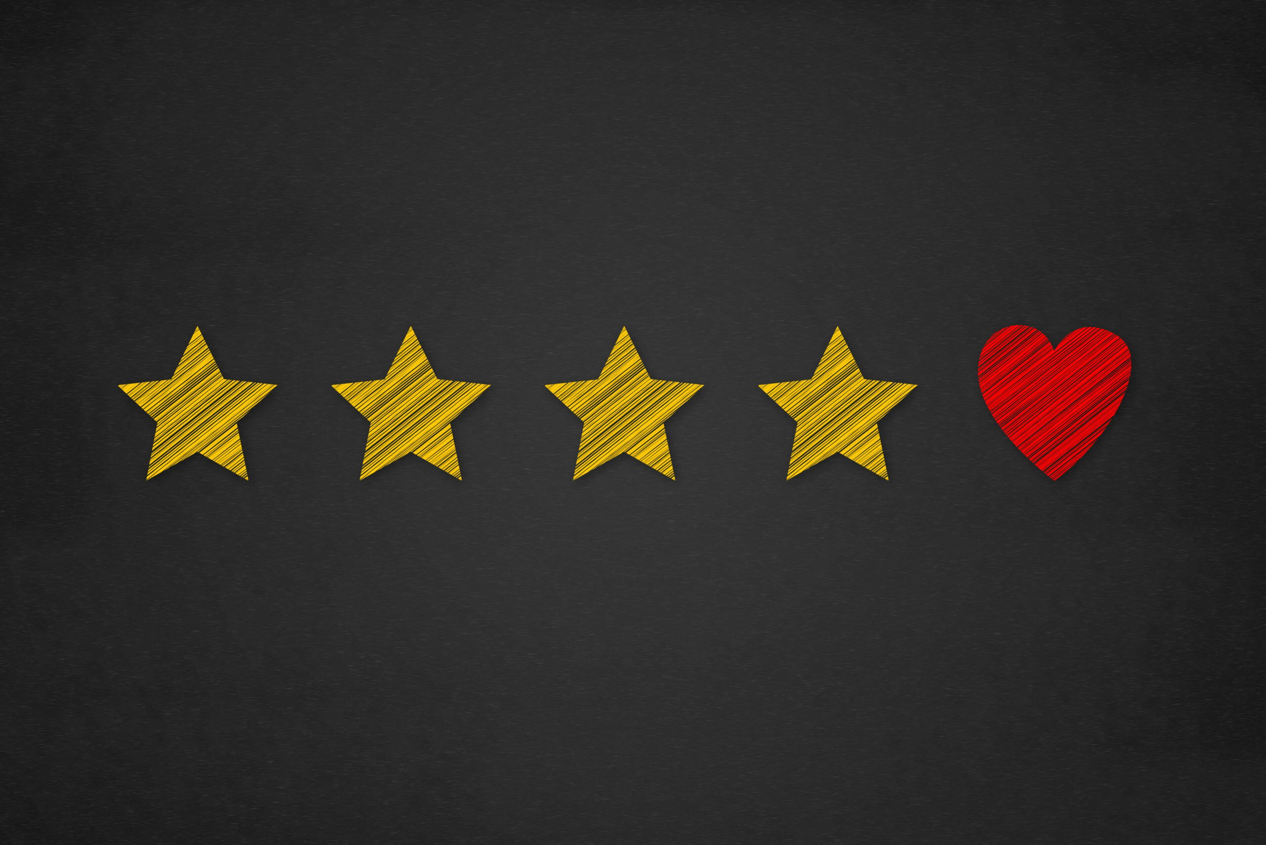 Concept of five star rating that ends in brand loyalty by showing a heart