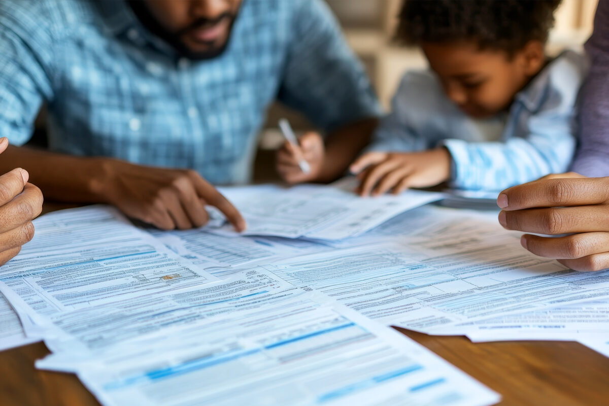 Family reviewing healthcare costs