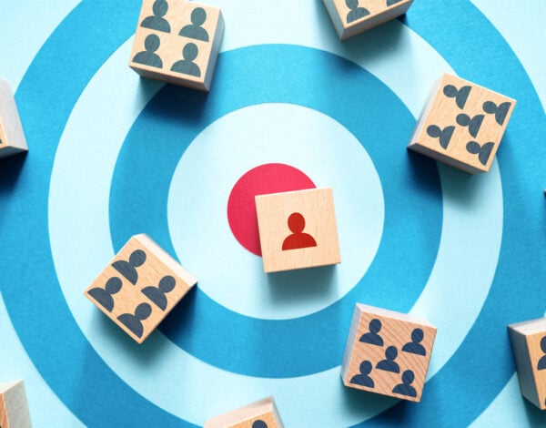 Concept of niche audience targeting on a bullseye