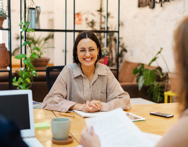 Female manager talking to an employee