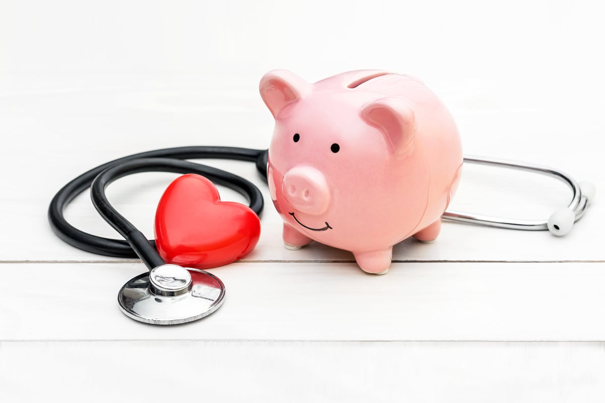 Piggy bank with stethoscope