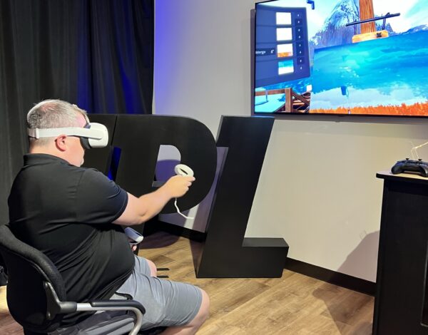 JPL Employee wearing a VR headset