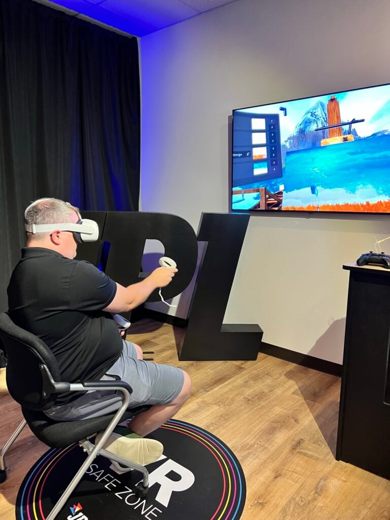 JPL Employee wearing a VR headset