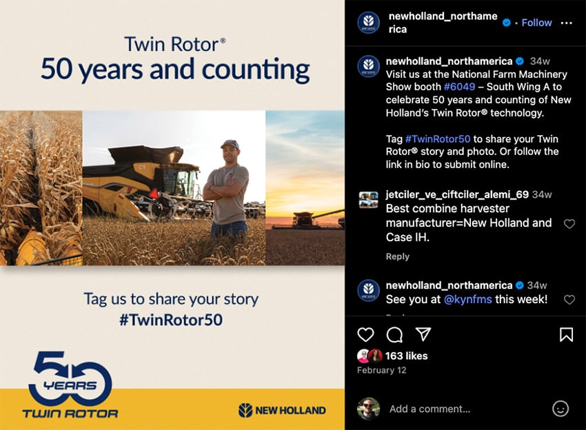 social media post from new holland