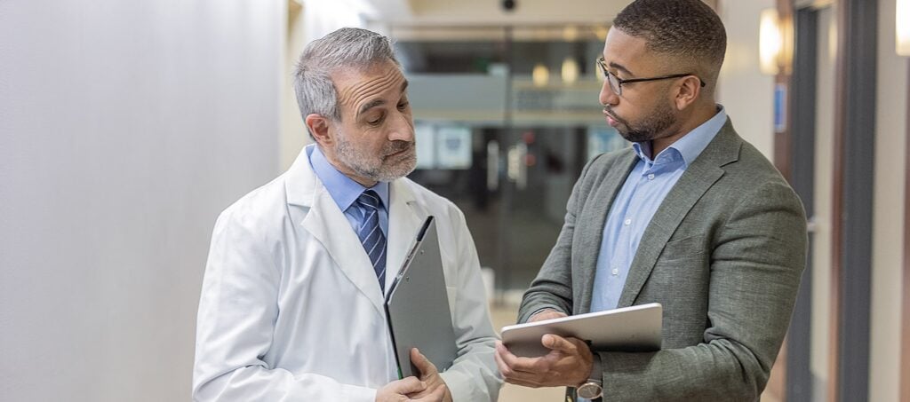 doctor talking with person