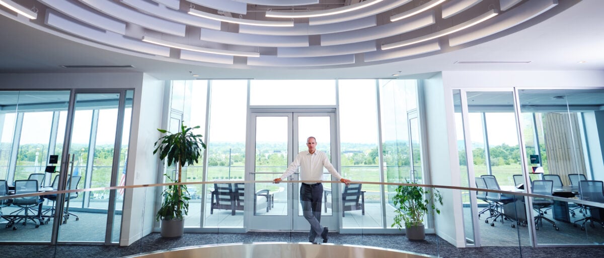 a person standing in a building