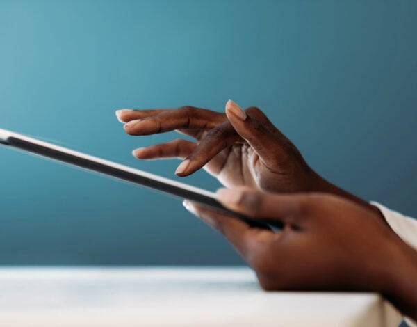 Woman using website on a tablet