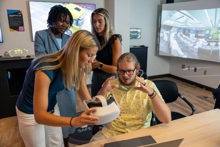 JPL Interns using VR headset