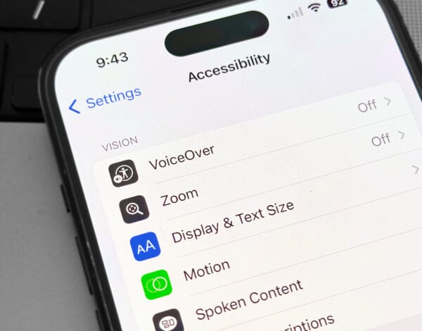 Web accessibility settings on an iPhone