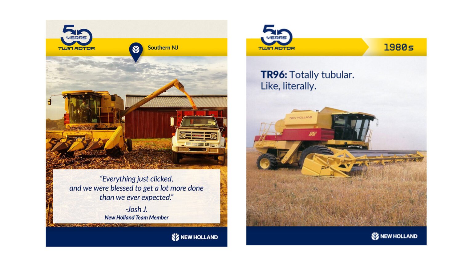 two social media posts from new holland