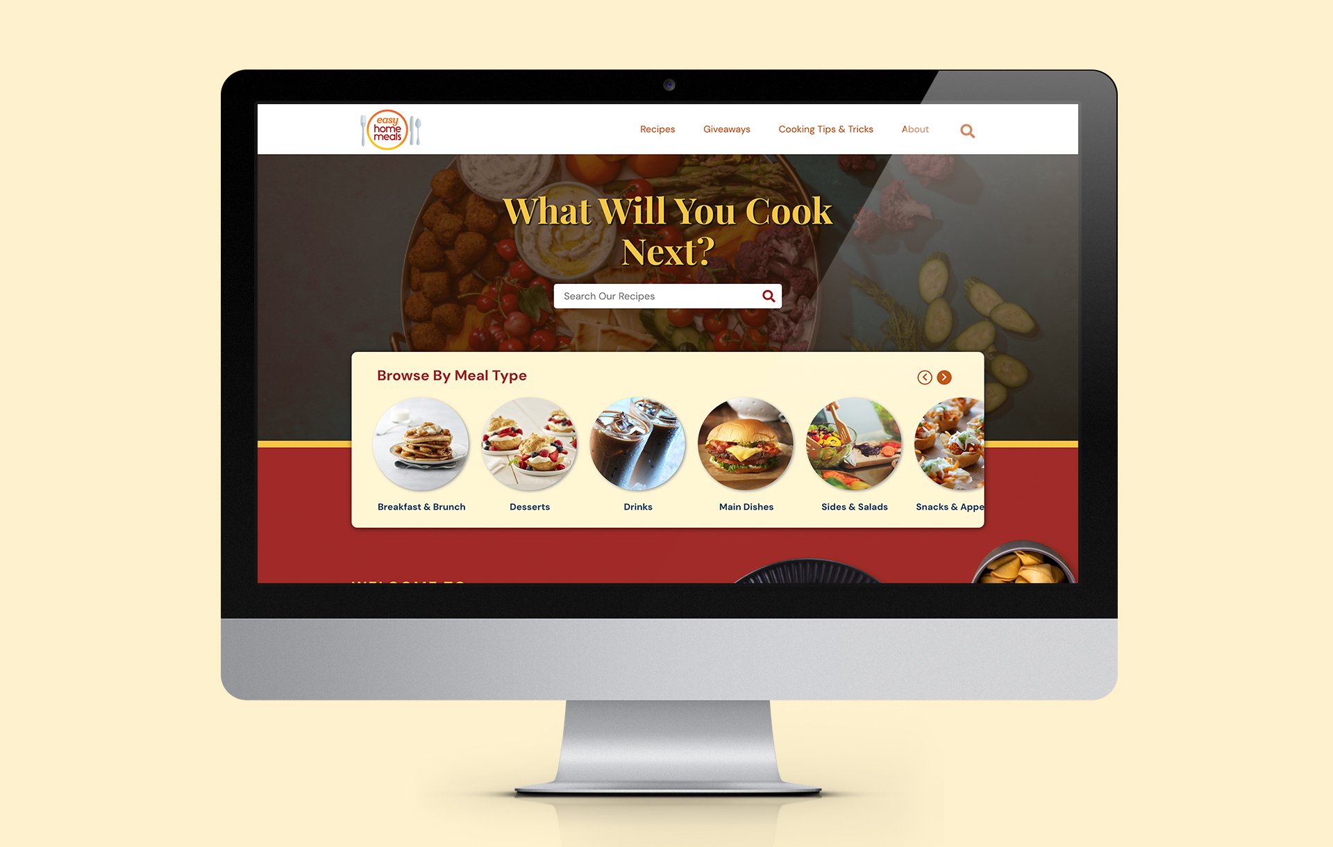 easyhomemeals desktop homepage