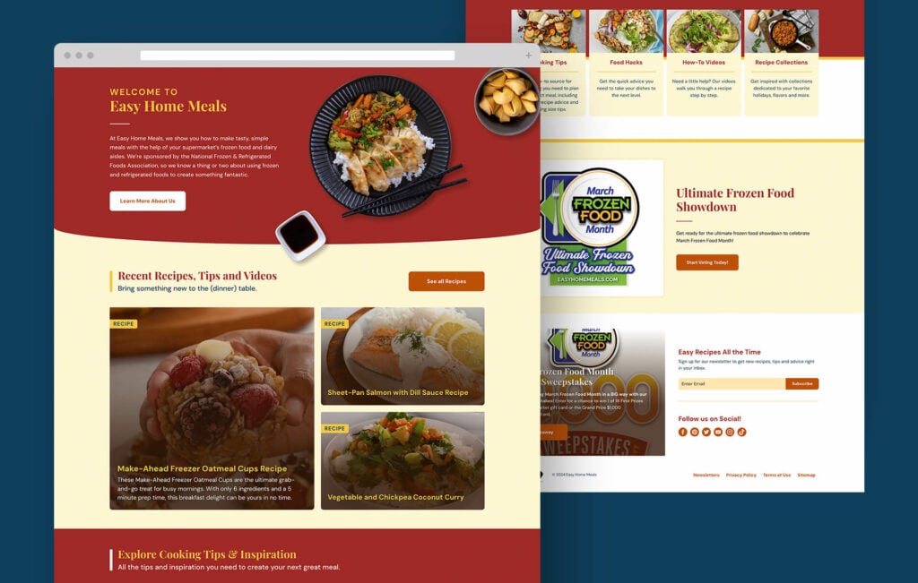 easyhomemeals two homepages
