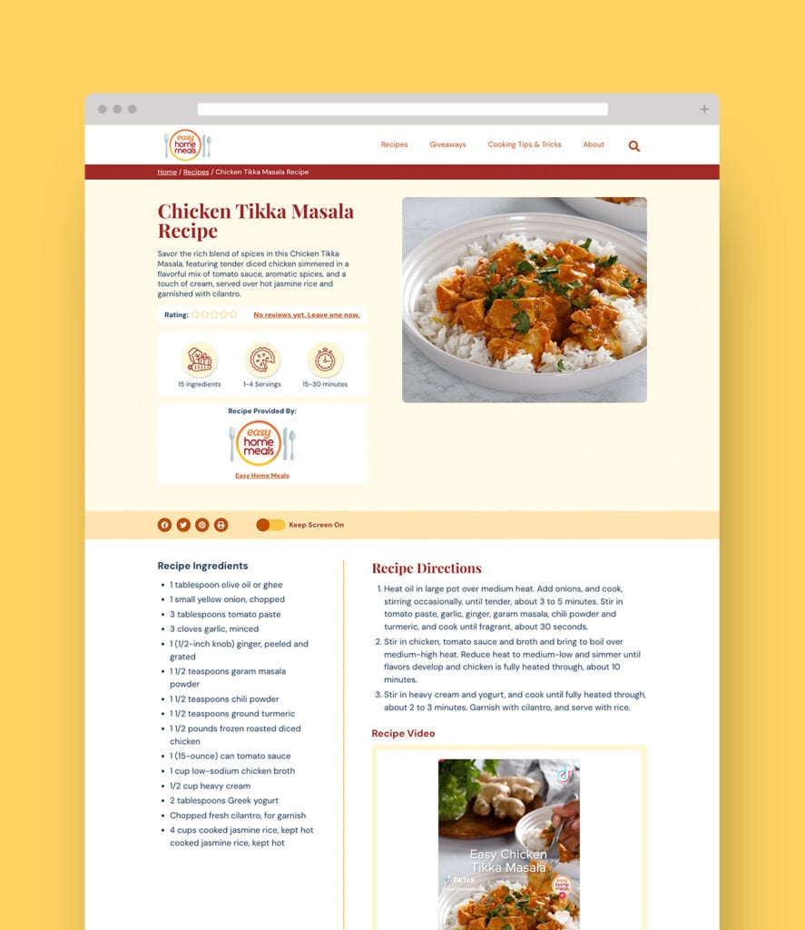 chicken tikka masala recipe detail page desktop