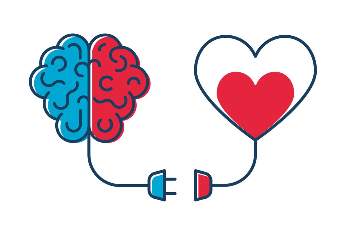 a brain and heart connected to a plug