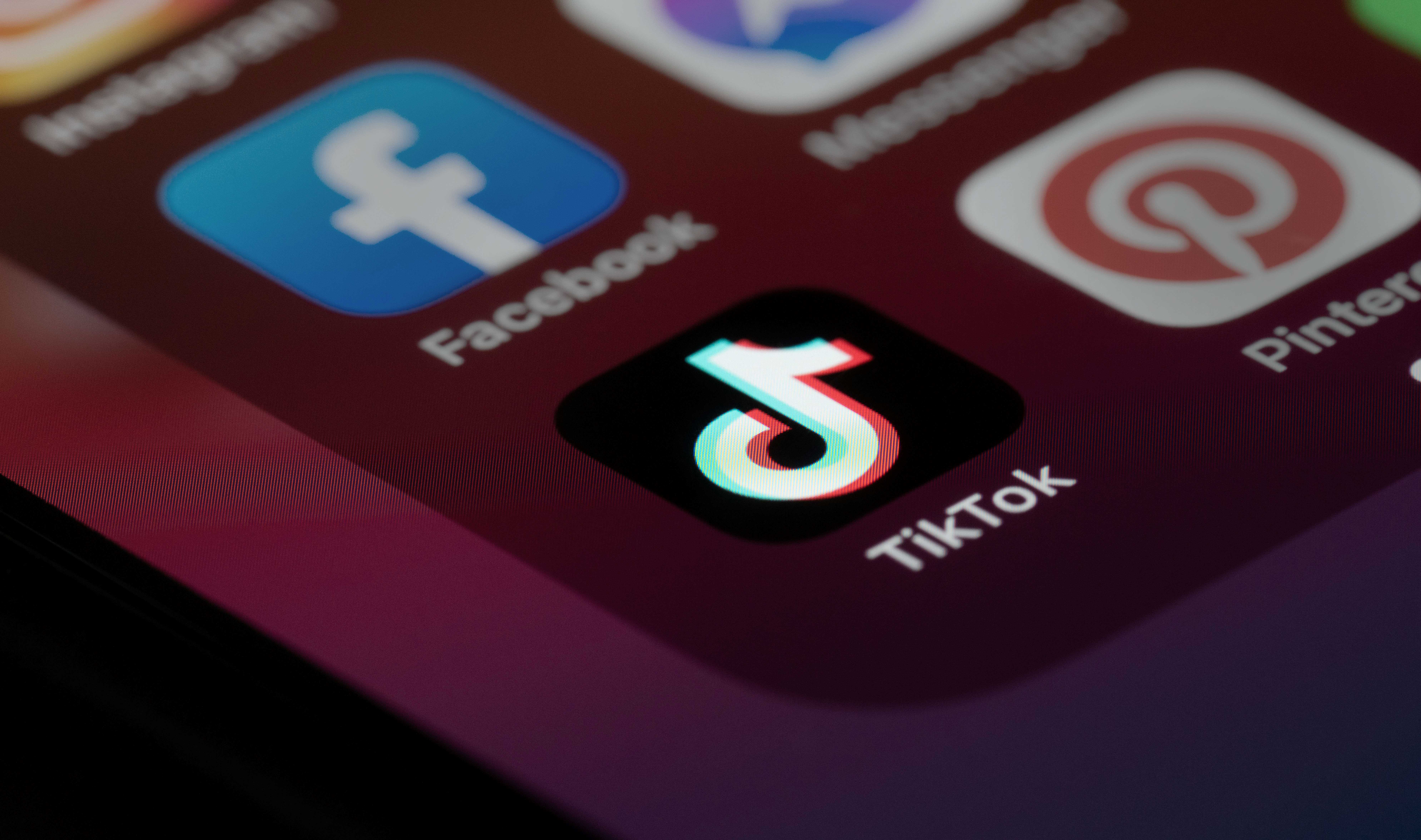 Popular social media icons on a phone