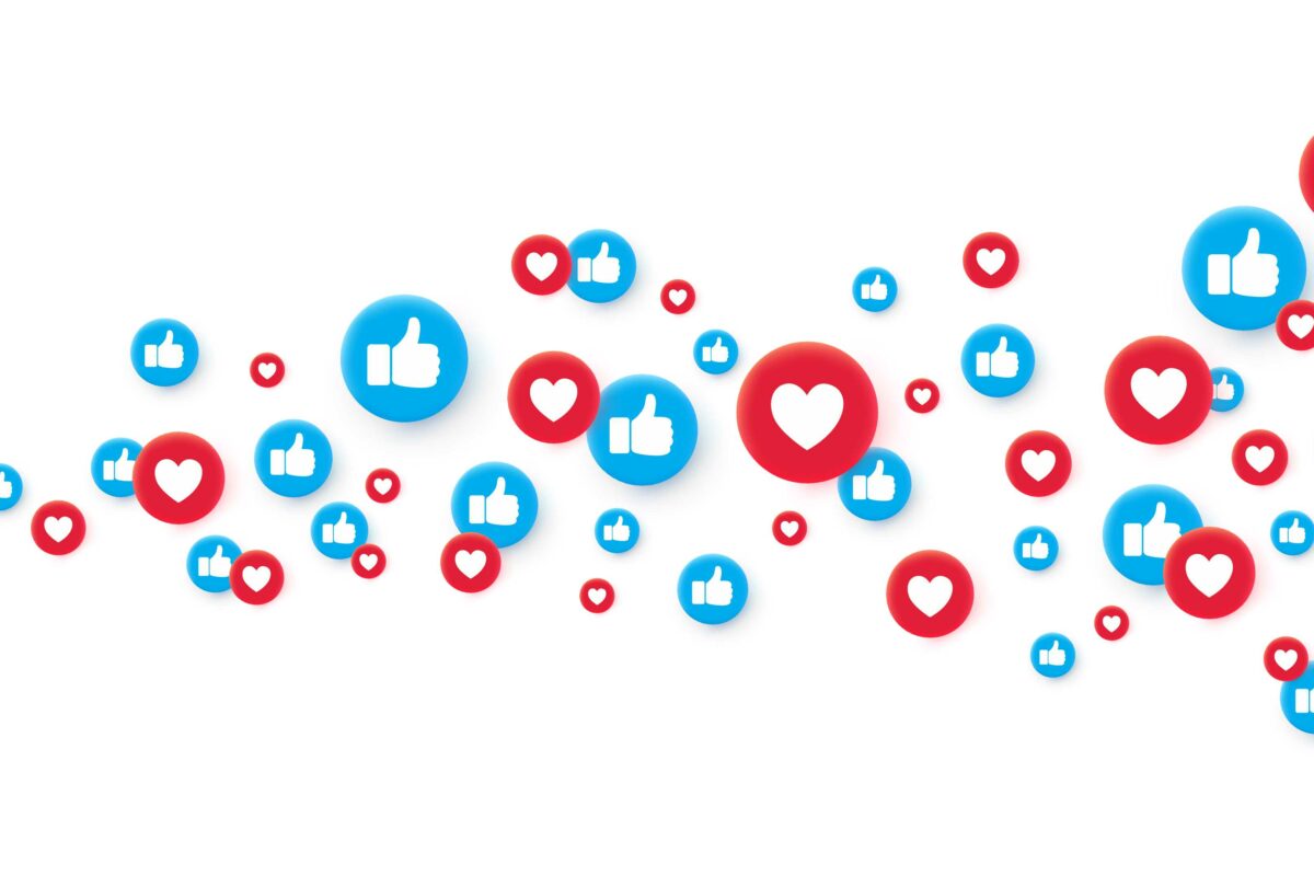 Social media hearts and likes concept