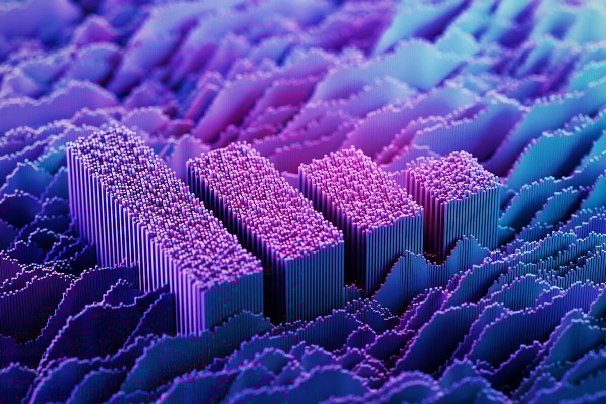 Bar Graph on abstract digital landscape